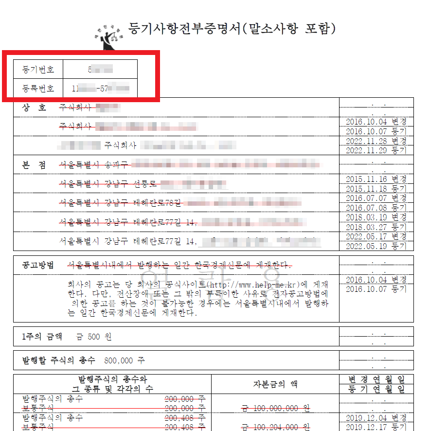 등기사항전부증명서-법인등기부등본