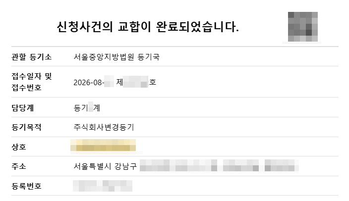스톡옵션등기완료사례